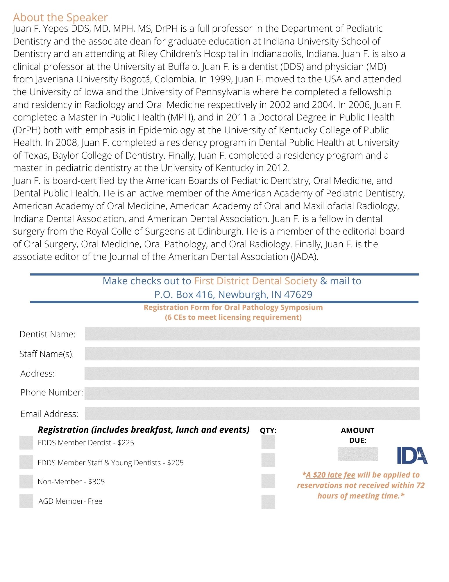 Oral Pathology Symposium Registration 